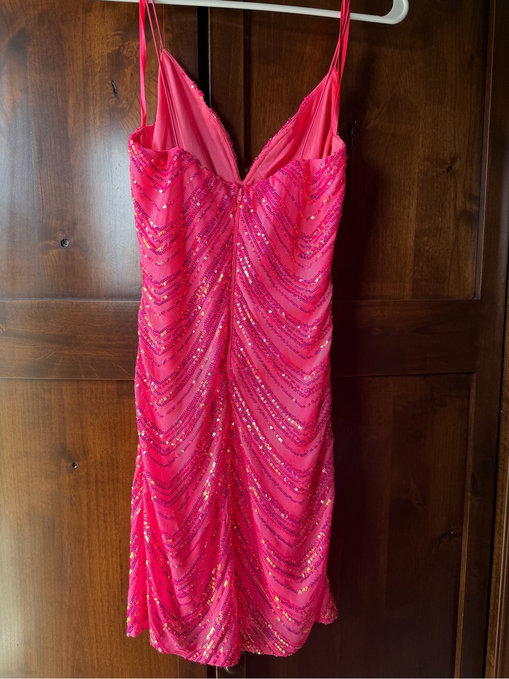 Windsor Hot Pink Sequin Chevron Mini Dress